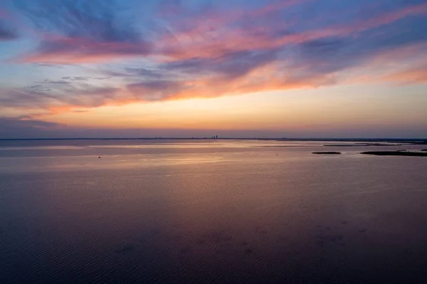 Puesta Sol Mobile Bay Desde Daphne Alabama Bayfront Park Julio — Foto de Stock