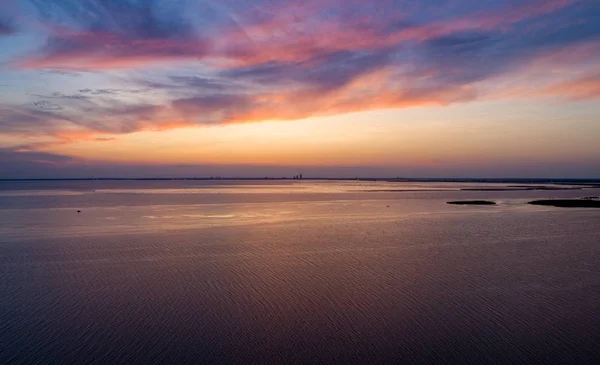 Solnedgång Mobile Bay Från Daphne Alabama Bayfront Park Juli 2019 — Stockfoto