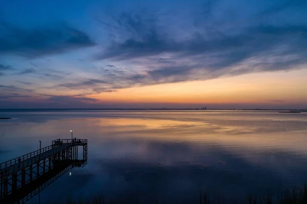 Puesta Sol Mobile Bay Desde Daphne Alabama Bayfront Park Julio — Foto de Stock