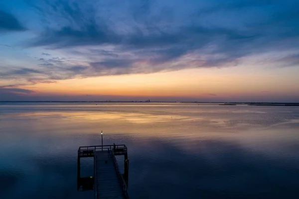 Solnedgång Mobile Bay Från Daphne Alabama Bayfront Park Juli 2019 — Stockfoto