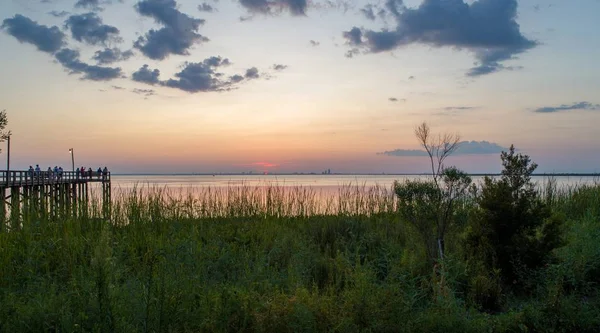 Nyári Naplemente Mobile Bay Től Daphne Alabama — Stock Fotó