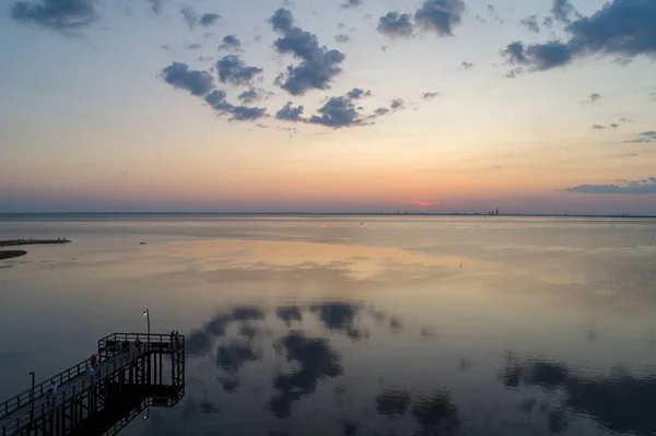 Puesta Sol Verano Mobile Bay Desde Daphne Alabama — Foto de Stock