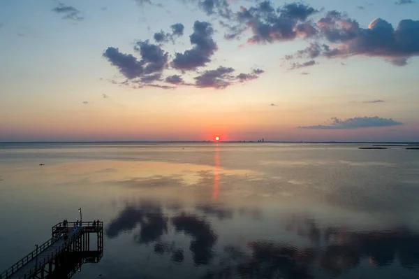 Літній Захід Сонця Мобільному Березі Затоки Дафна Штат Алабама — стокове фото
