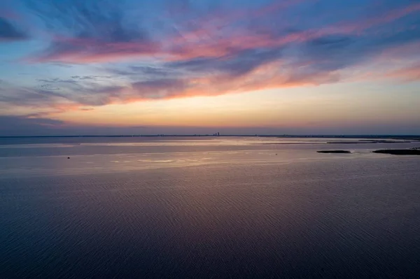 Sommar Solnedgång Mobile Bay Från Daphne Alabama — Stockfoto