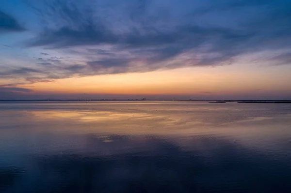 Sommar Solnedgång Mobile Bay Från Daphne Alabama — Stockfoto