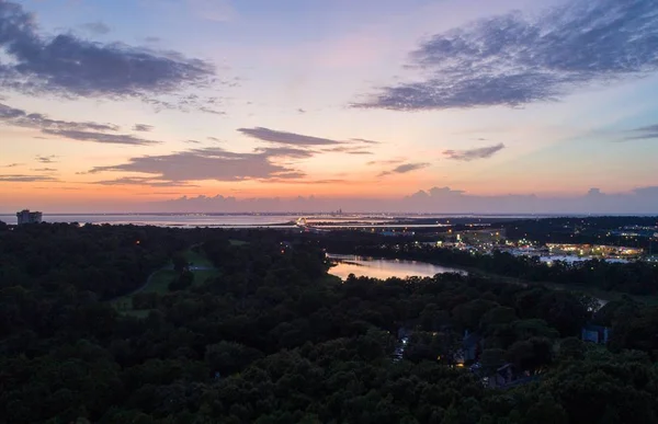 Вид Воздуха Лэйк Форест Дафне Алабама Закате — стоковое фото