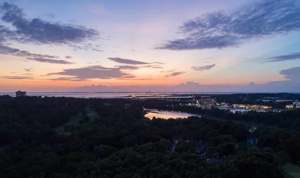 Vista Aérea Lake Forest Daphne Alabama Pôr Sol — Fotografia de Stock