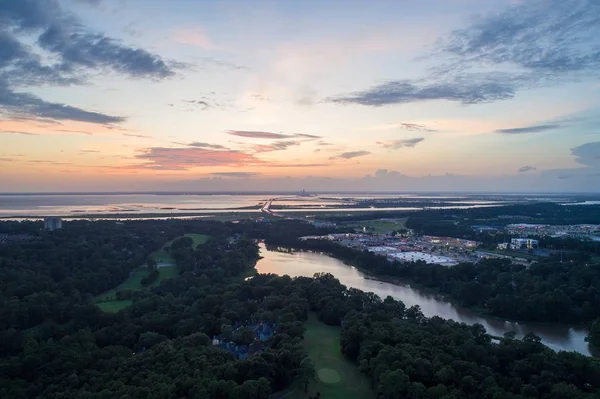 Aerial View Lake Forest Daphne Alabama Sunset — Stock Photo, Image