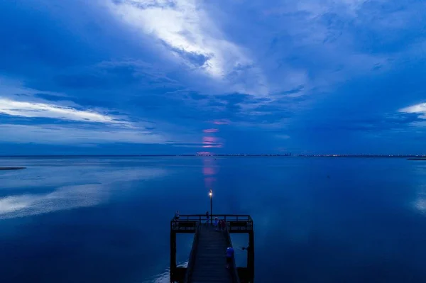Захід Сонця Мобільному Березі Затоки Від Bayfront Park Павільйон Дафна — стокове фото