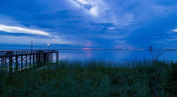 Naplemente Mobile Bay Től Bayfront Park Pavilion Daphne Alabama — Stock Fotó