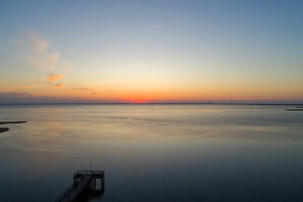 Pôr Sol Baía Móvel Pavilhão Bayfront Park Daphne Alabama — Fotografia de Stock