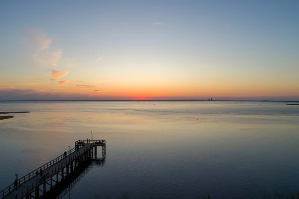 Захід Сонця Мобільному Березі Затоки Від Bayfront Park Павільйон Дафна — стокове фото