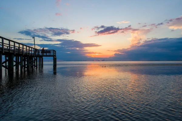 Costa Golfo Alabama Por Sol Costa Oriental Mobile Bay — Fotografia de Stock