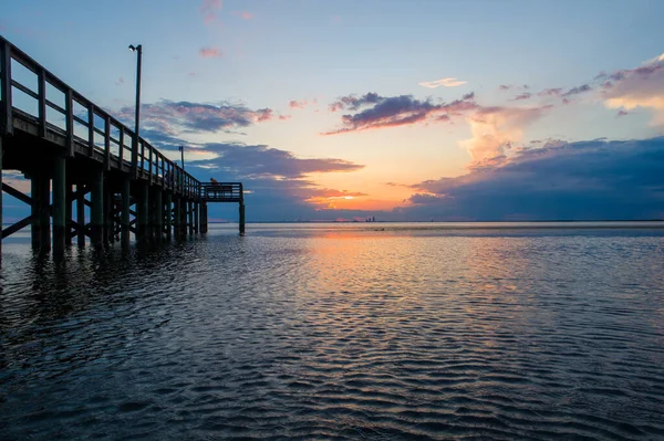 Atardecer Costa Del Golfo Alabama Orilla Oriental Mobile Bay — Foto de Stock