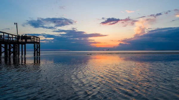 Západ Slunce Alabamském Zálivu Východním Pobřeží Mobile Bay — Stock fotografie