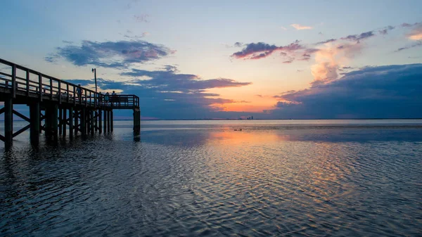 Západ Slunce Alabamském Zálivu Východním Pobřeží Mobile Bay — Stock fotografie
