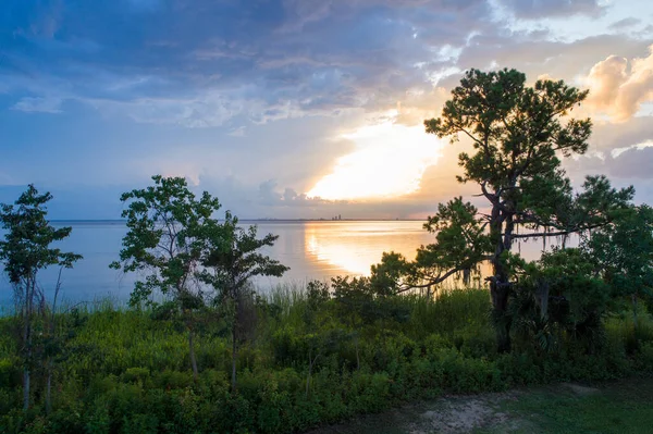 Sonnenuntergang Der Golfküste Von Alabama Der Ostküste Von Mobile Bay — Stockfoto