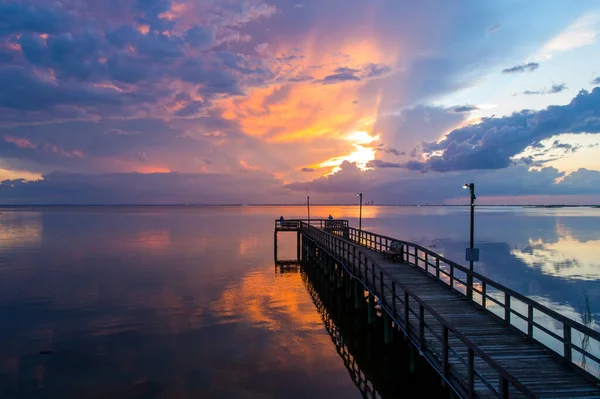 Costa Golfo Alabama Por Sol Costa Oriental Mobile Bay — Fotografia de Stock