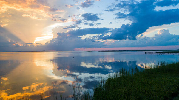 Alabama gulf coast sunset on the eastern shore of Mobile Bay 