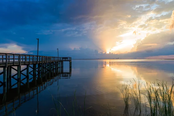 Costa Golfo Alabama Por Sol Costa Oriental Mobile Bay — Fotografia de Stock