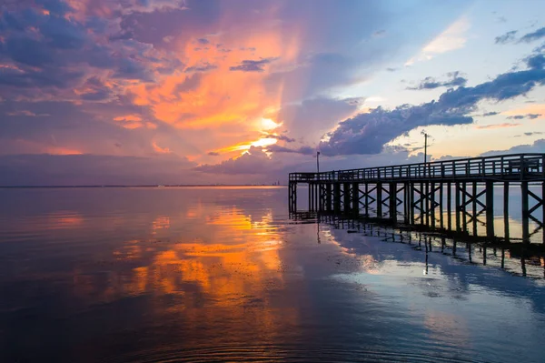 Alabama Golfo Costa Tramonto Sulla Riva Orientale Mobile Bay — Foto Stock