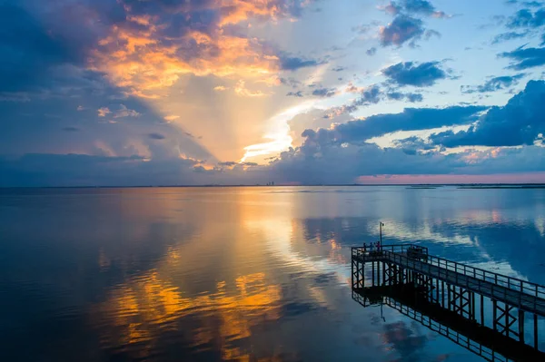 Alabama Viken Kust Solnedgång Östra Stranden Mobile Bay — Stockfoto