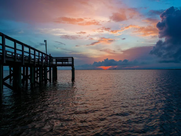 Pôr Sol Verão Mobile Bay Alabama — Fotografia de Stock