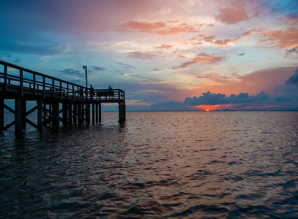 Pôr Sol Verão Mobile Bay Alabama — Fotografia de Stock