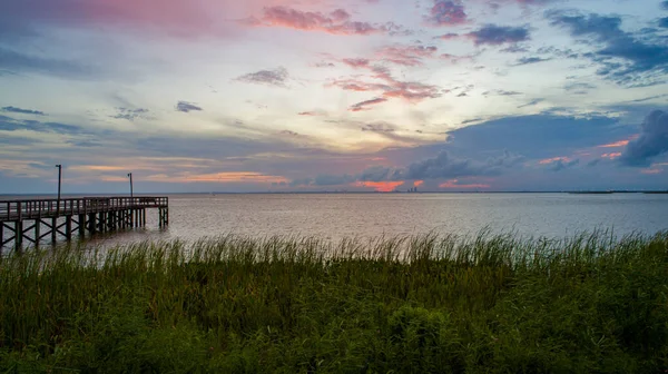 Sommersonnenuntergang Der Mobile Bay Alabama — Stockfoto