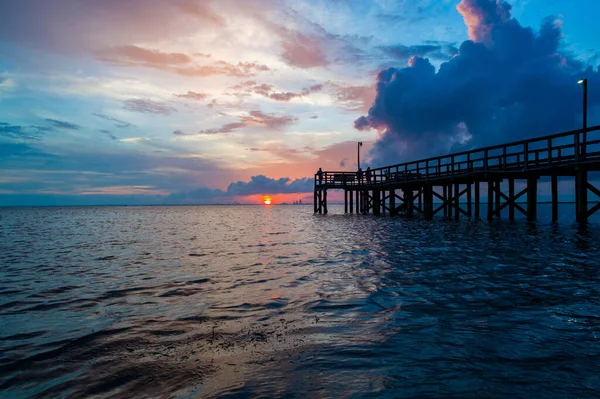 Pôr Sol Verão Mobile Bay Alabama — Fotografia de Stock