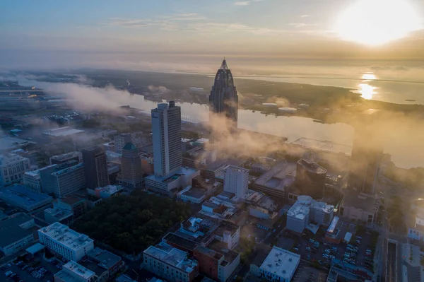 Downtown Mobile Beira Mar Alabama Nascer Sol Julho 2020 — Fotografia de Stock