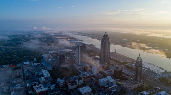 Downtown Mobile Beira Mar Alabama Nascer Sol Julho 2020 — Fotografia de Stock