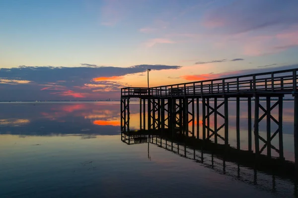 Pier Mobile Bay Vid Solnedgången — Stockfoto