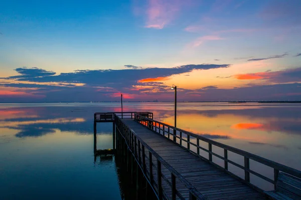 Coucher Soleil Sur Mobile Bay Depuis Daphne Alabama Bayfront Park — Photo