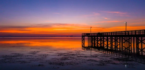 Puesta Sol Mobile Bay Desde Daphne Alabama Bayfront Park Pavilion —  Fotos de Stock