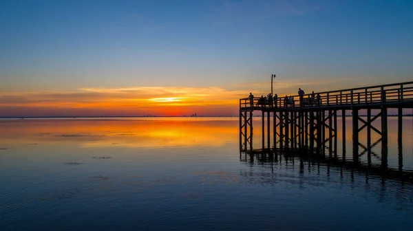 Coucher Soleil Sur Mobile Bay Depuis Daphne Alabama Bayfront Park — Photo