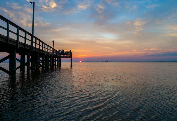 Mobile Bay Při Západu Slunce Pobřeží Alabamského Zálivu Srpnu 2020 — Stock fotografie