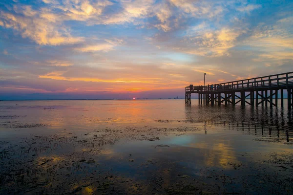 Mobile Bay Pôr Sol Costa Golfo Alabama Agosto 2020 — Fotografia de Stock