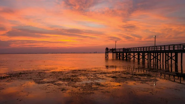 Mobile Bay Vid Solnedgången Alabama Gulf Coast Augusti 2020 — Stockfoto