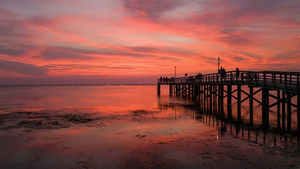 Mobile Bay Při Západu Slunce Pobřeží Alabamského Zálivu Srpnu 2020 — Stock fotografie