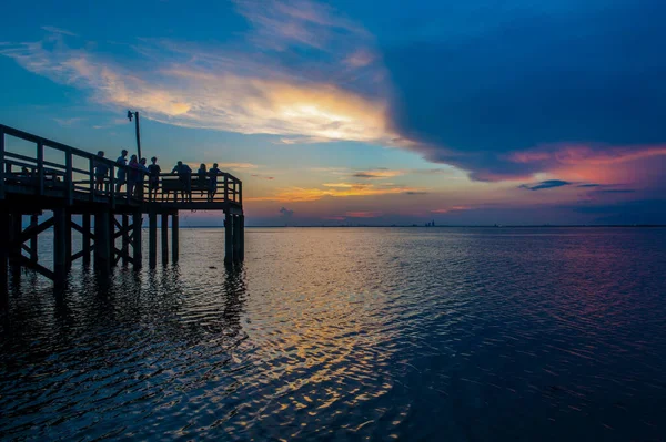 Mobile Bay Tramonto Sulla Costa Del Golfo Dell Alabama Nell — Foto Stock