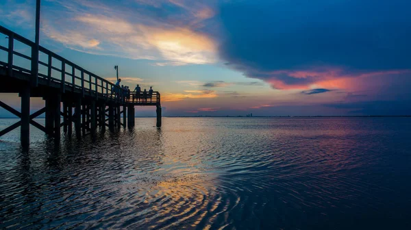 Mobile Bay Naplementekor Alabama Öböl Partján 2020 Augusztusában — Stock Fotó