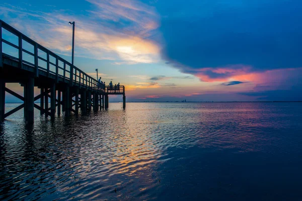 Baie Mobile Coucher Soleil Sur Côte Golfe Alabama Août 2020 — Photo