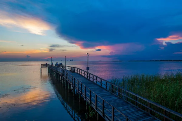 Mobile Bay Pôr Sol Costa Golfo Alabama Agosto 2020 — Fotografia de Stock