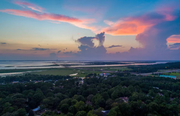 Bahía Móvil Atardecer Costa Del Golfo Alabama Agosto 2020 — Foto de Stock