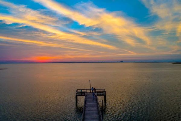 Puesta Sol Octubre Bayfront Park Pavillion Mobile Bay Daphne Alabama — Foto de Stock