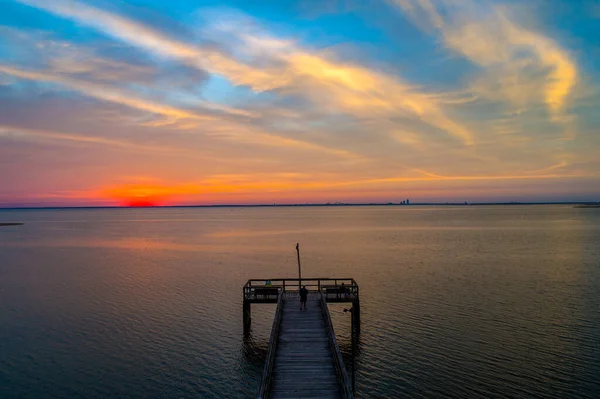 Október Naplemente Bayfront Park Pavillion Mobile Bay Daphne Alabama — Stock Fotó