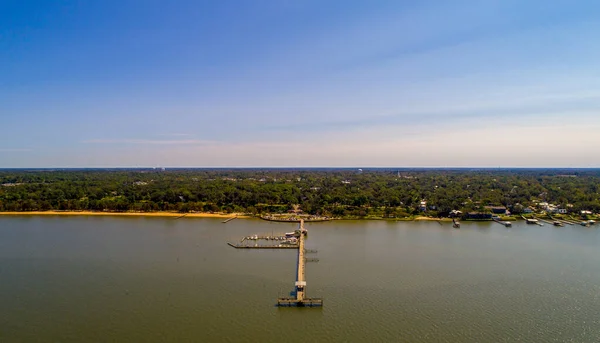 Dia Ensolarado Outubro Fairhope Alabama Municipal Pier Mobile Bay — Fotografia de Stock