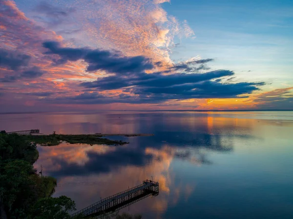 Ottobre Tramonto Mobile Bay Daphne Alabama — Foto Stock