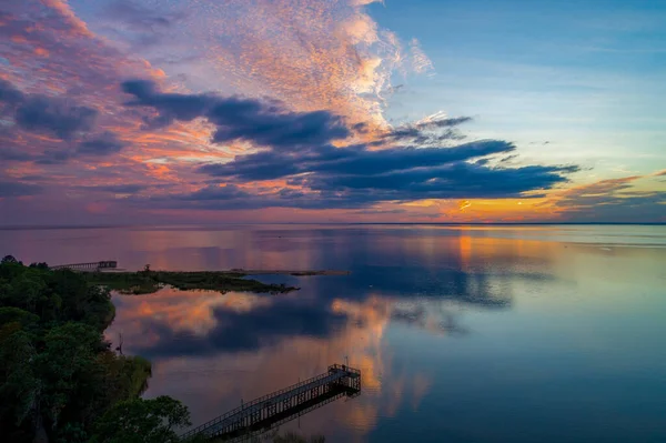 Ottobre Tramonto Mobile Bay Daphne Alabama — Foto Stock